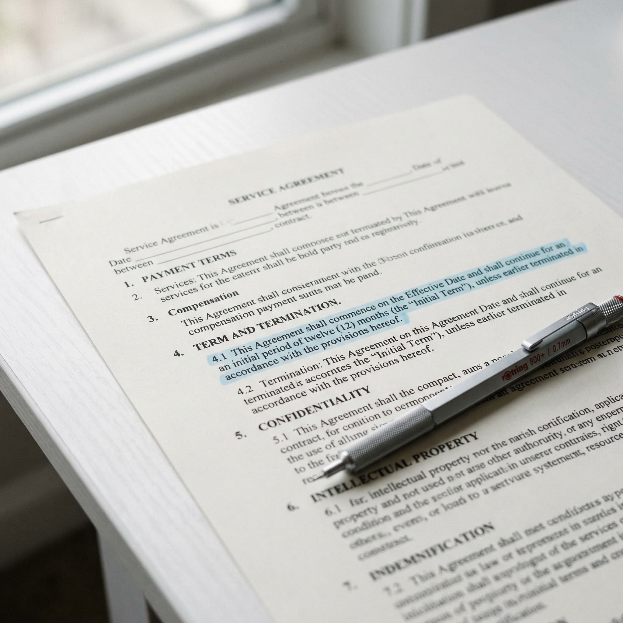 Detailed contract analysis highlighting hidden risks in business agreements